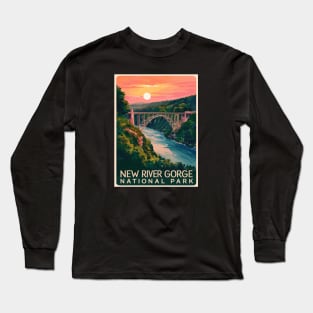 New River Gorge National Park Watercolor Travel Poster Long Sleeve T-Shirt